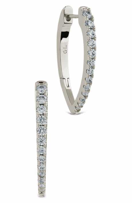 Sterling Forever Kenia Cubic Zirconia Marquise Hoop Earrings
