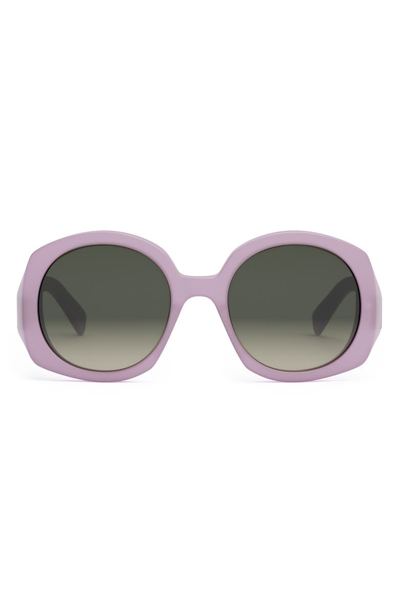CELINE 53mm Gradient Round Sunglasses, Main, color, Shiny Lilac / Gradient Brown