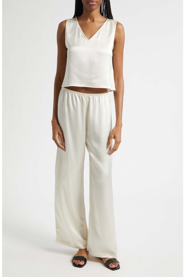 Barb Sleeveless Crop Satin Top, Alternate, color, CREME