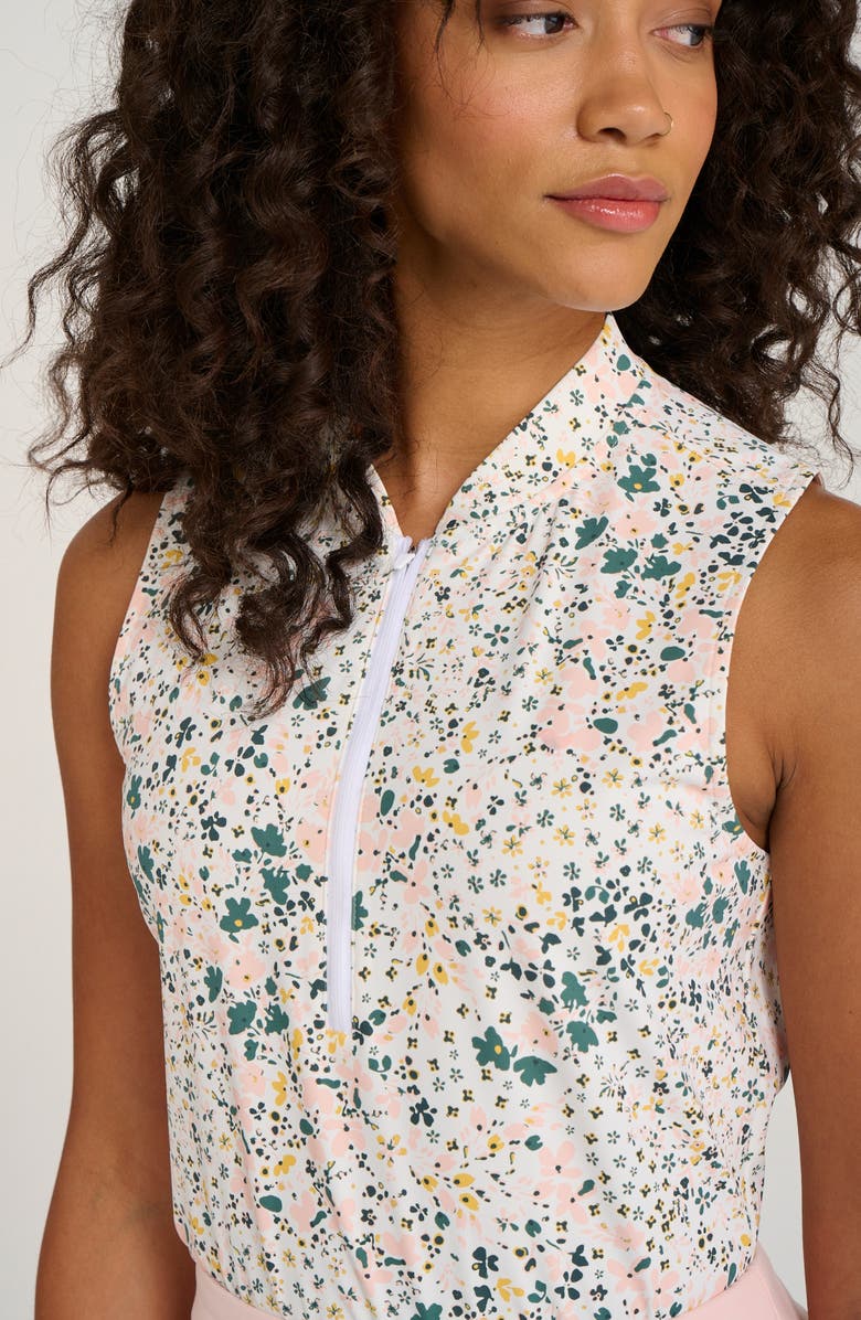 Bad Birdie Daisy Floral Blade Collar Half Zip Golf Top, Alternate, color,