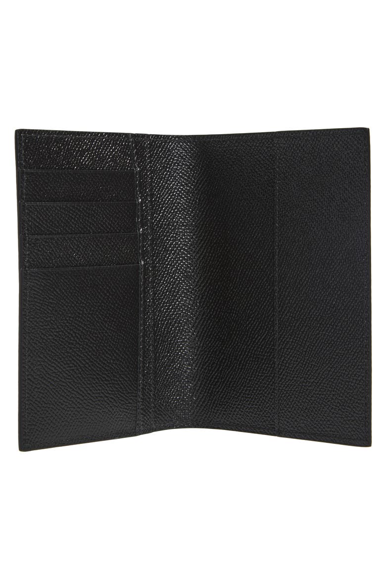 Logo Plaque Leather Passport Holder, Alternate, color, BLACK
