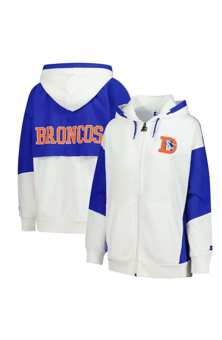 STARTER Women's Starter White Denver Broncos Scrimmage Full-Zip Hoodie, Main, color, White
