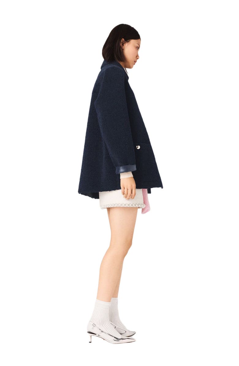 maje Reversible Faux Shearling Jacket, Alternate, color, Navy