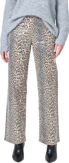 Endless Rose Leopard Sequin Wide Leg Jeans | Nordstrom