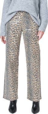Endless Rose Leopard Sequin Wide Leg Jeans