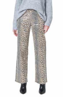 Endless Rose Leopard Sequin Wide Leg Jeans