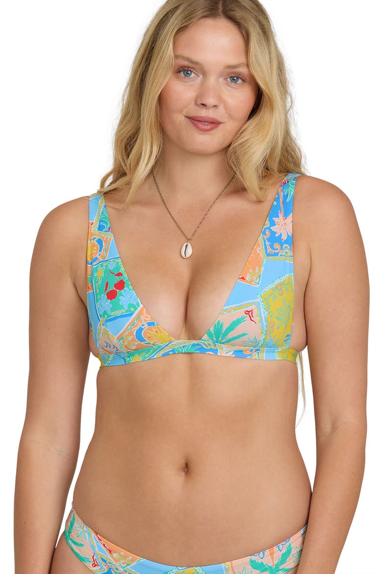 Coastal Cruise Sunni Plunge Bikini Top, Alternate, color, DREAM BLUE