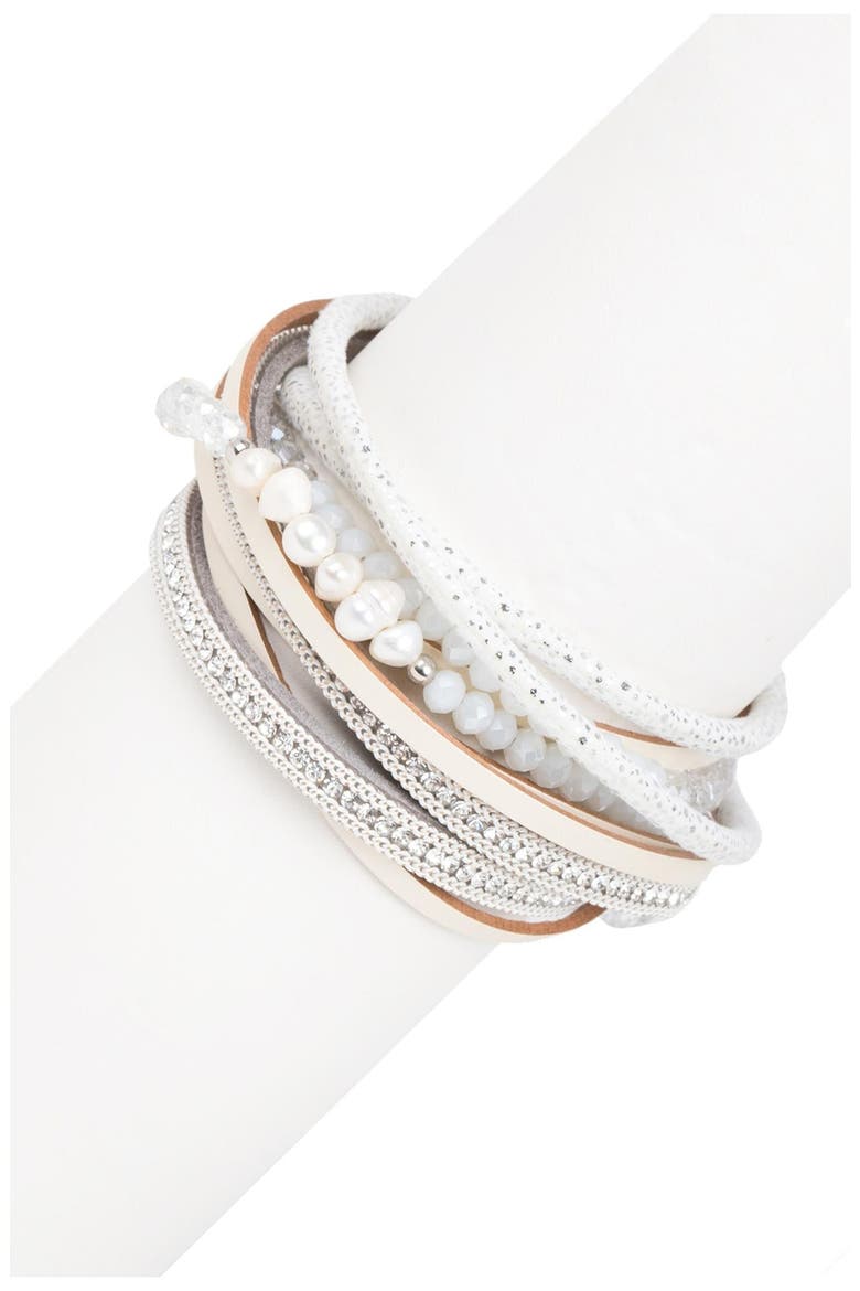 Freshwater Pearl Multistrand Wrap Bracelet, Alternate, color, WHITE