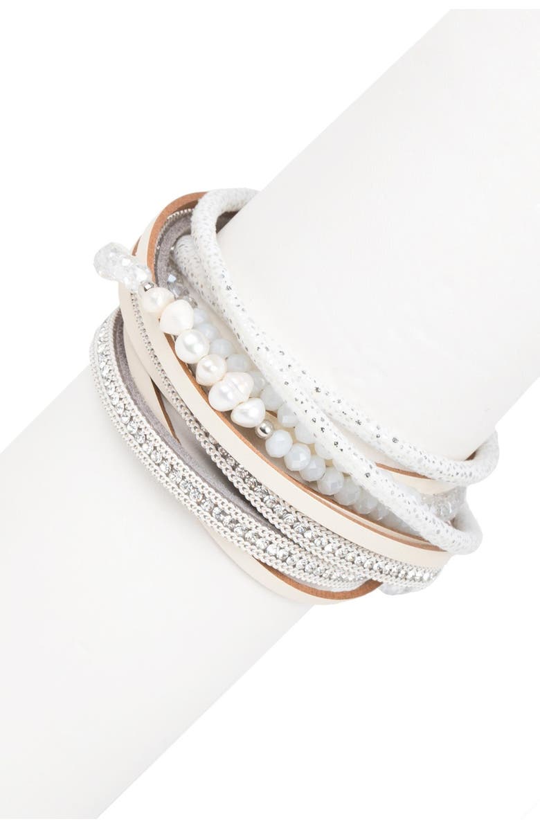 SAACHI Freshwater Pearl Multistrand Wrap Bracelet, Alternate, color, White