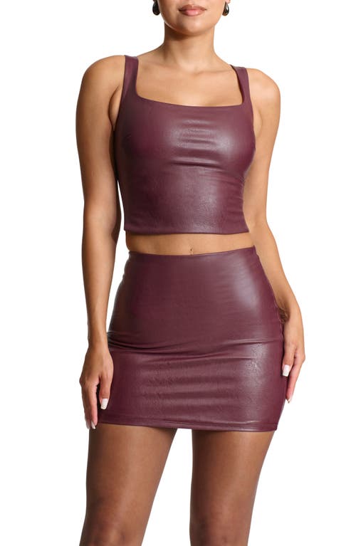 Naked Wardrobe Zip It Faux Leather Crop Top in Dark Plum 