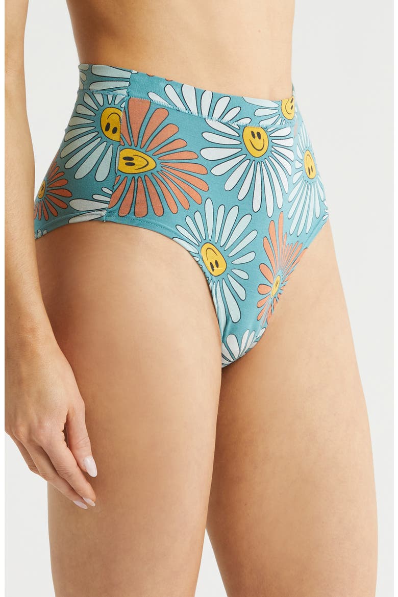 FeelFree High Waist Briefs, Alternate, color, DISCO DAISIES