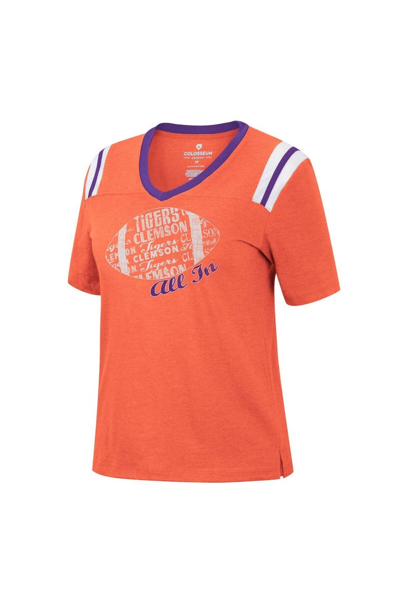 Women's Colosseum Heathered Orange Clemson Tigers 15 Min Early Football V-Neck T-Shirt, Alternate, color, Heather Orange