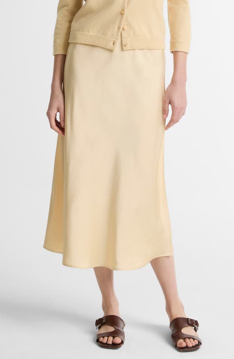 Pull-On Satin Slip Skirt