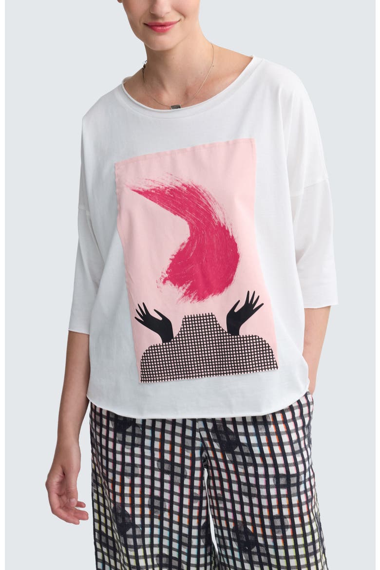 Talitha Graphic Print Cotton Blouse, Main, color, White