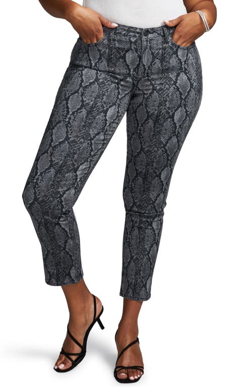 Nydj Curves 360 By  Snake Print Slim Straight Jeans In Diamondback