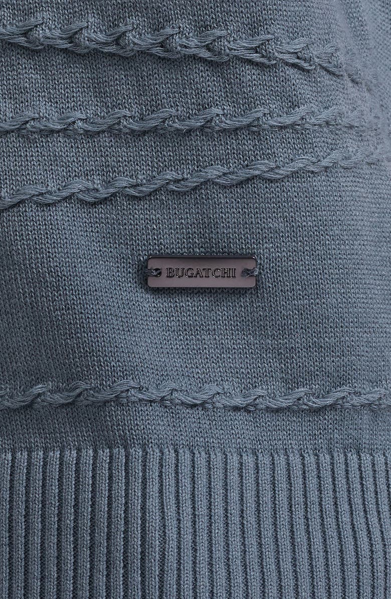 Bugatchi Textured Cotton & Silk Crewneck Sweater, Alternate, color, Shark