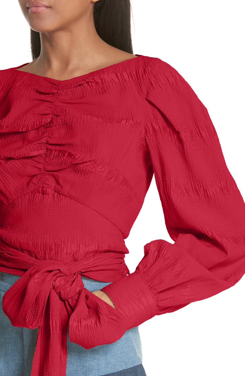 Rachel Comey Bounds Tie Waist Silk Blend Top, Alternate, color,