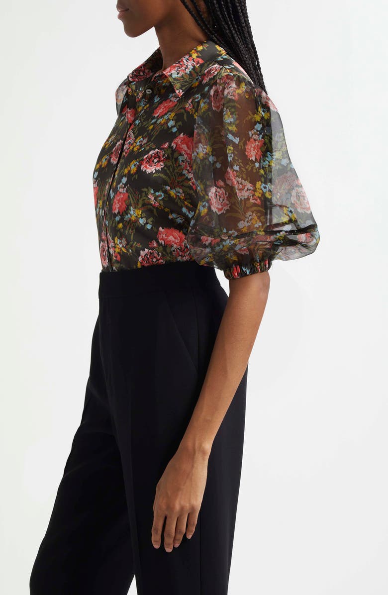 Cinq à Sept Impressionist Floral Puff Sleeve Button-Up Shirt, Alternate, color,