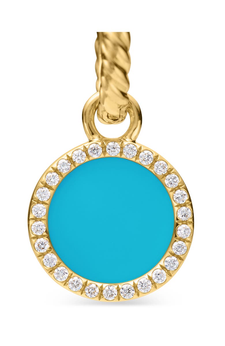 David Yurman Petite DY Elements<sup>®</sup> Drop Earrings in 18K Yellow Gold with Turquoise and Pavé Diamonds, Alternate, color,