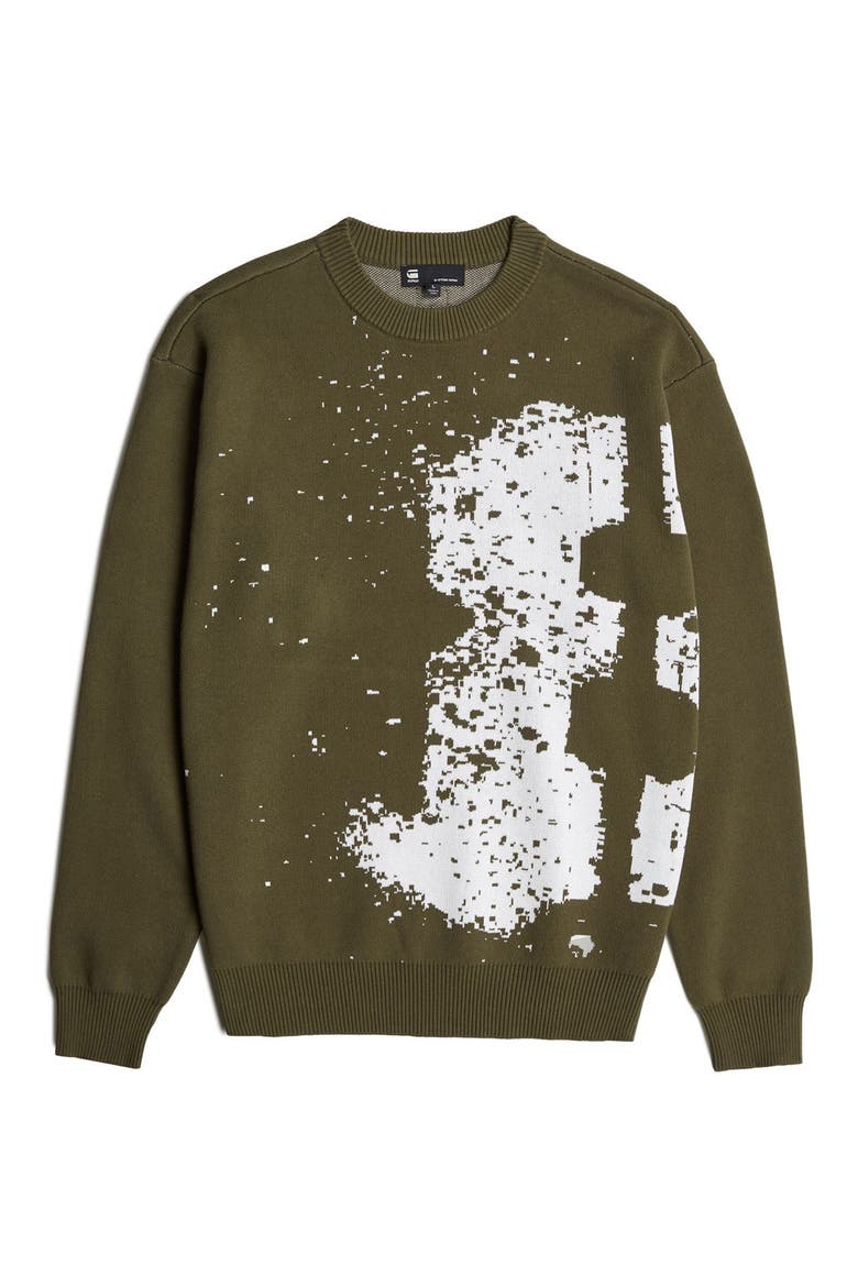 Sprayed 89 Relaxed Organic Cotton Crewneck Sweater, Alternate, color, DARK OLIVE