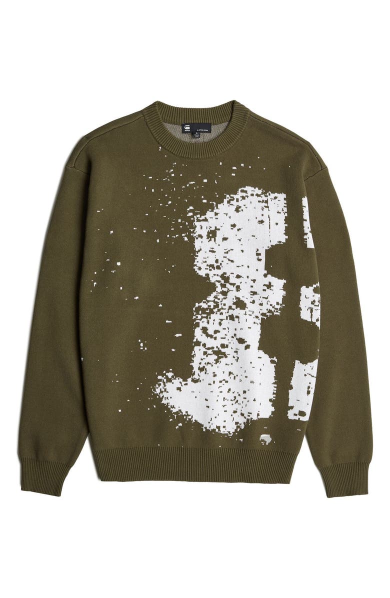 G-STAR Sprayed 89 Relaxed Organic Cotton Crewneck Sweater, Alternate, color, Dark Olive