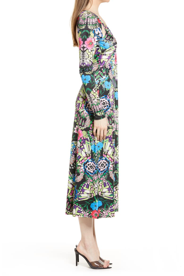 Meena Floral Long Sleeve Plunge Neck Dress, Alternate, color, PLACEMENT BUTTERFLY