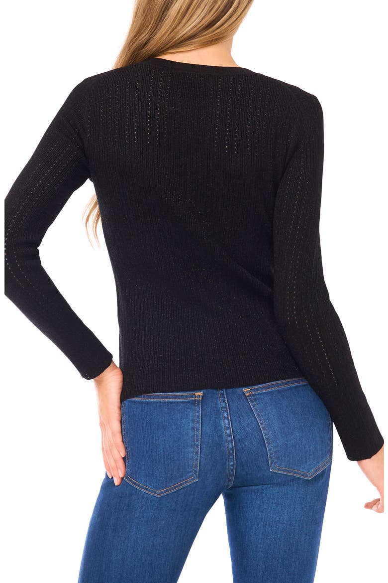 Metallic Pointelle Sweater, Alternate, color, BLACK/ BRONZE