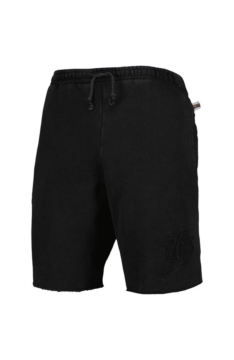 Mitchell & Ness Men's Mitchell & Ness Black Philadelphia 76ers French Terry Tonal Fleece Shorts, Alternate, color, Black