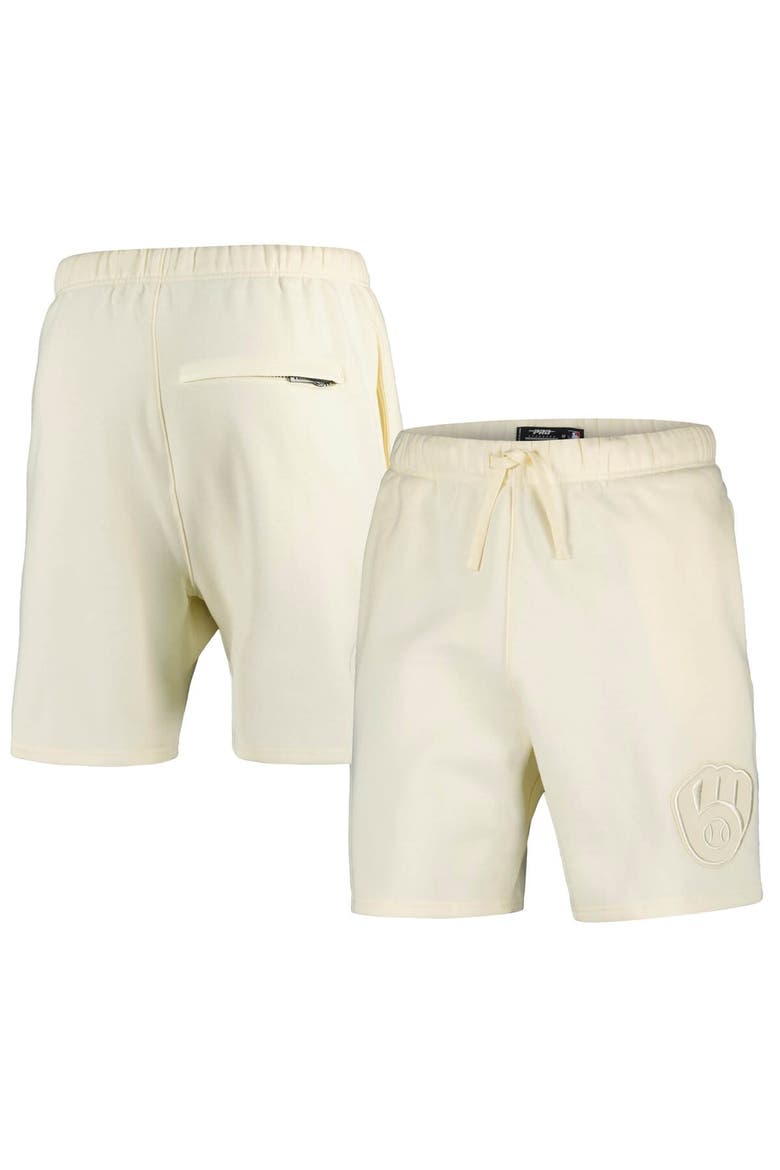 Men's Pro Standard Cream Milwaukee Brewers Neutral Fleece Shorts, Alternate, color, Cream