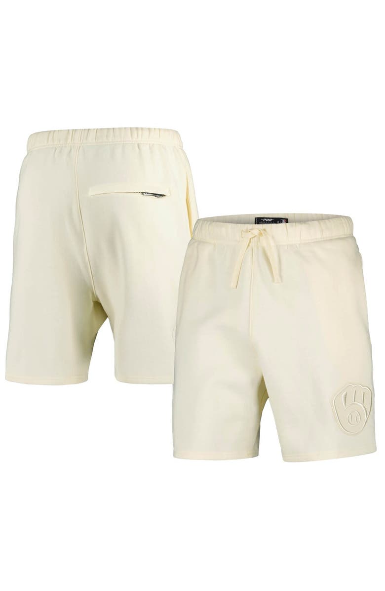 PRO STANDARD Men's Pro Standard Cream Milwaukee Brewers Neutral Fleece Shorts, Alternate, color, Cream
