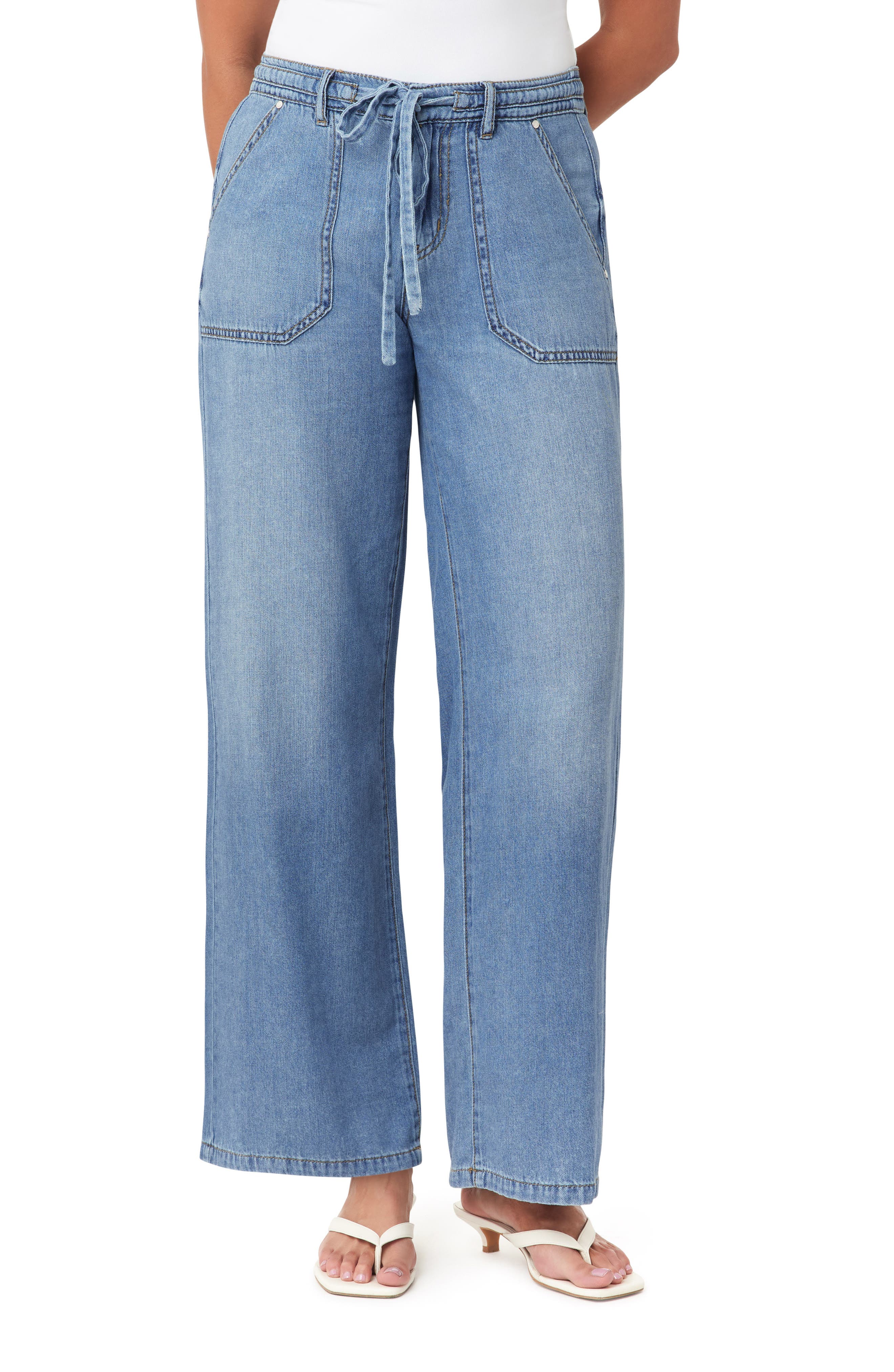 Kensie Drawstring Waist Wide Leg Jeans (Women) | Nordstromrack