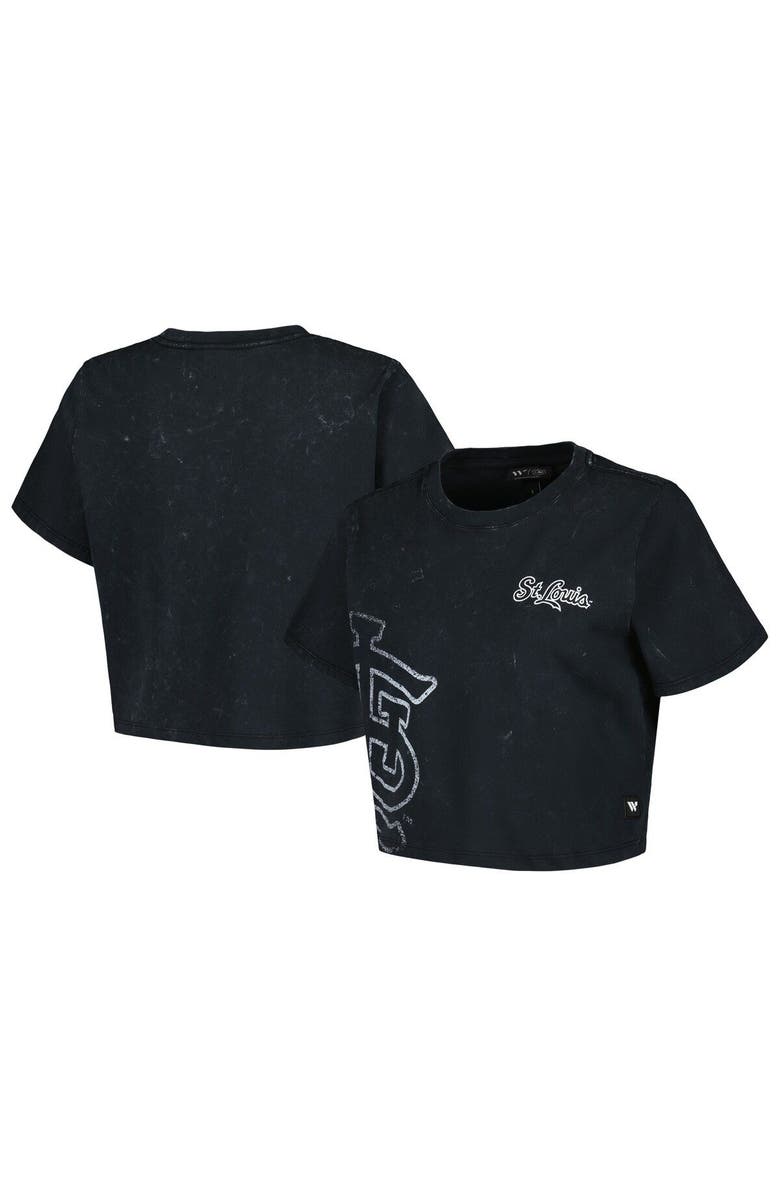 THE WILD COLLECTIVE Women's The Wild Collective Black St. Louis Cardinals Cropped T-Shirt, Main, color, 