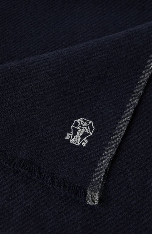 Brunello Cucinelli Cashmere Scarf In Marine Blue