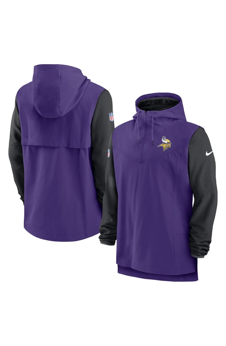 Nike Men's Nike Purple/Black Minnesota Vikings Sideline Player Quarter-Zip Hoodie, Main, color, 