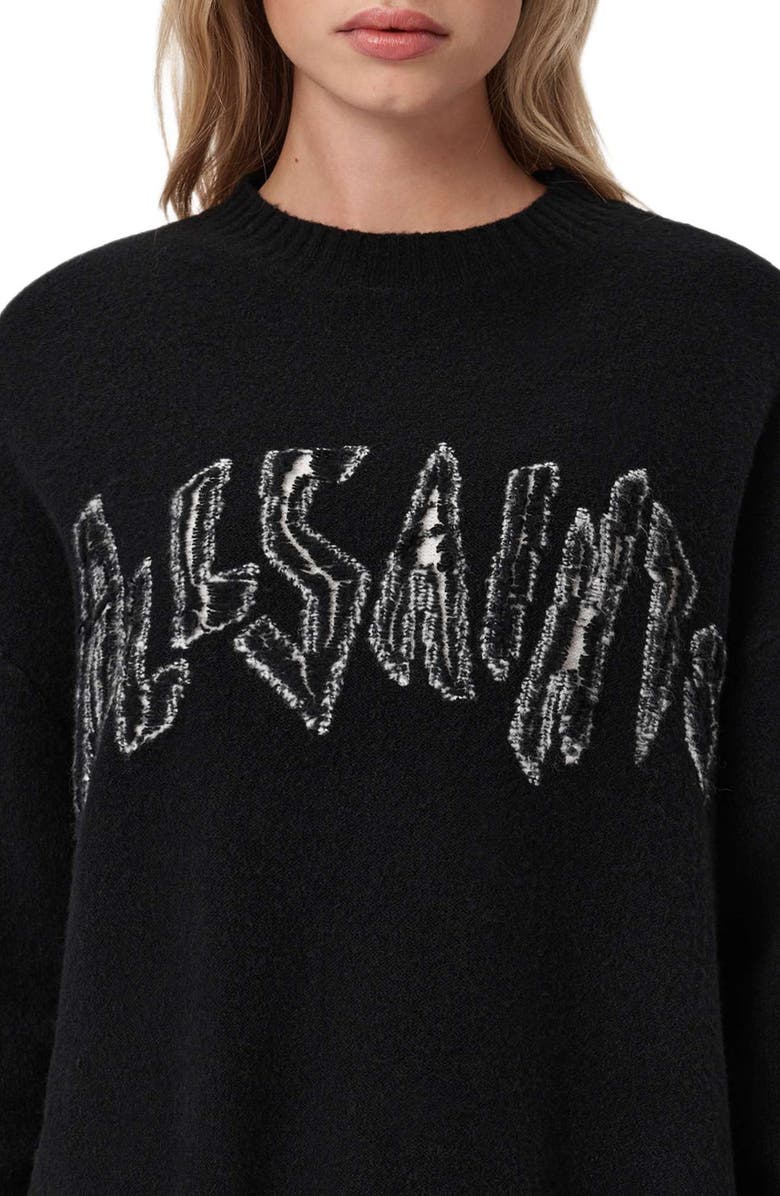 AllSaints Zinc Logo Sweater, Alternate, color, Black/ Chalk White