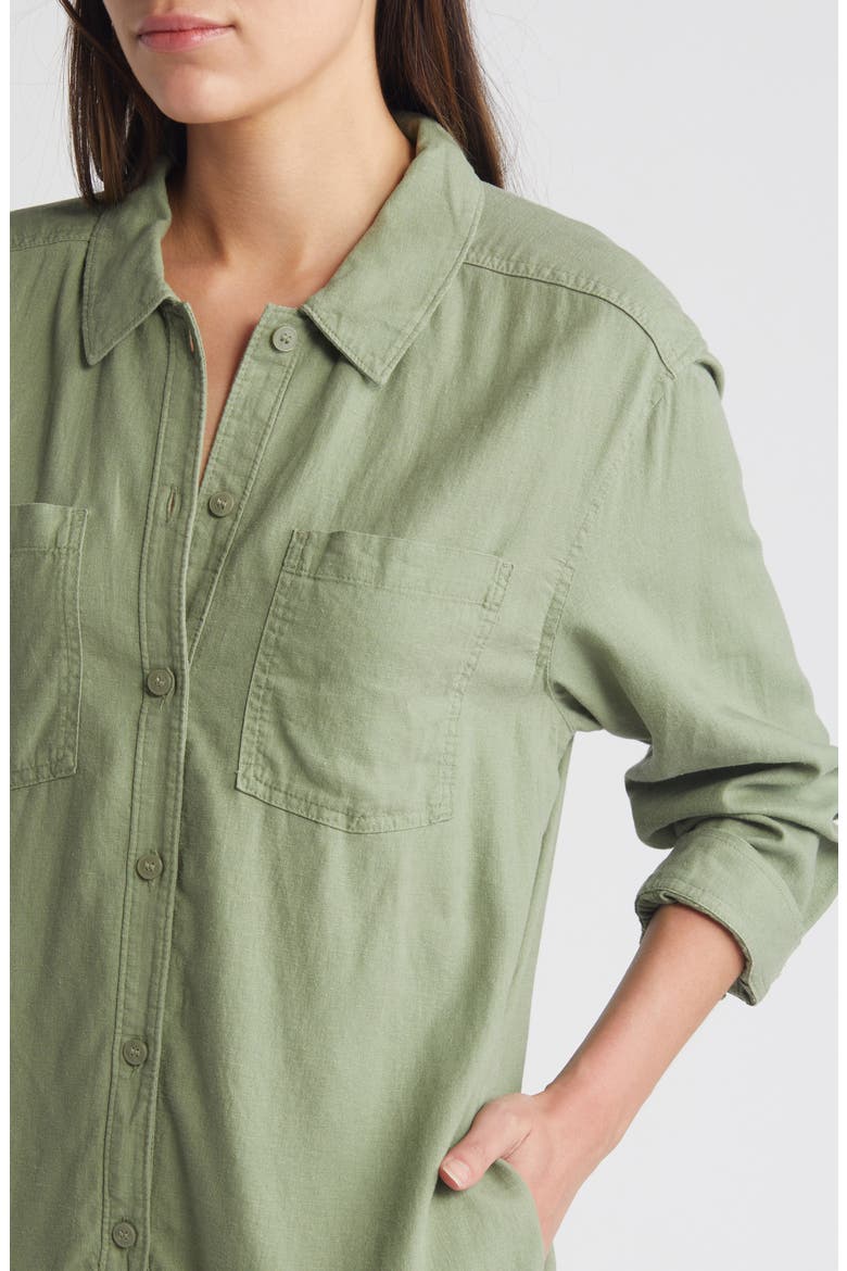 Long Sleeve Linen Blend Utility Romper, Alternate, color, OLIVE ACORN