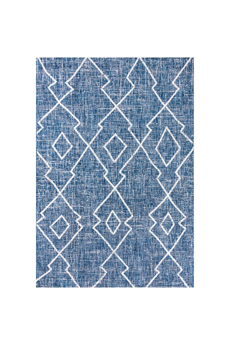Carwa  Diamond Trellis Indoor/Outdoor Area Rug, Main, color, Blue/Ivory