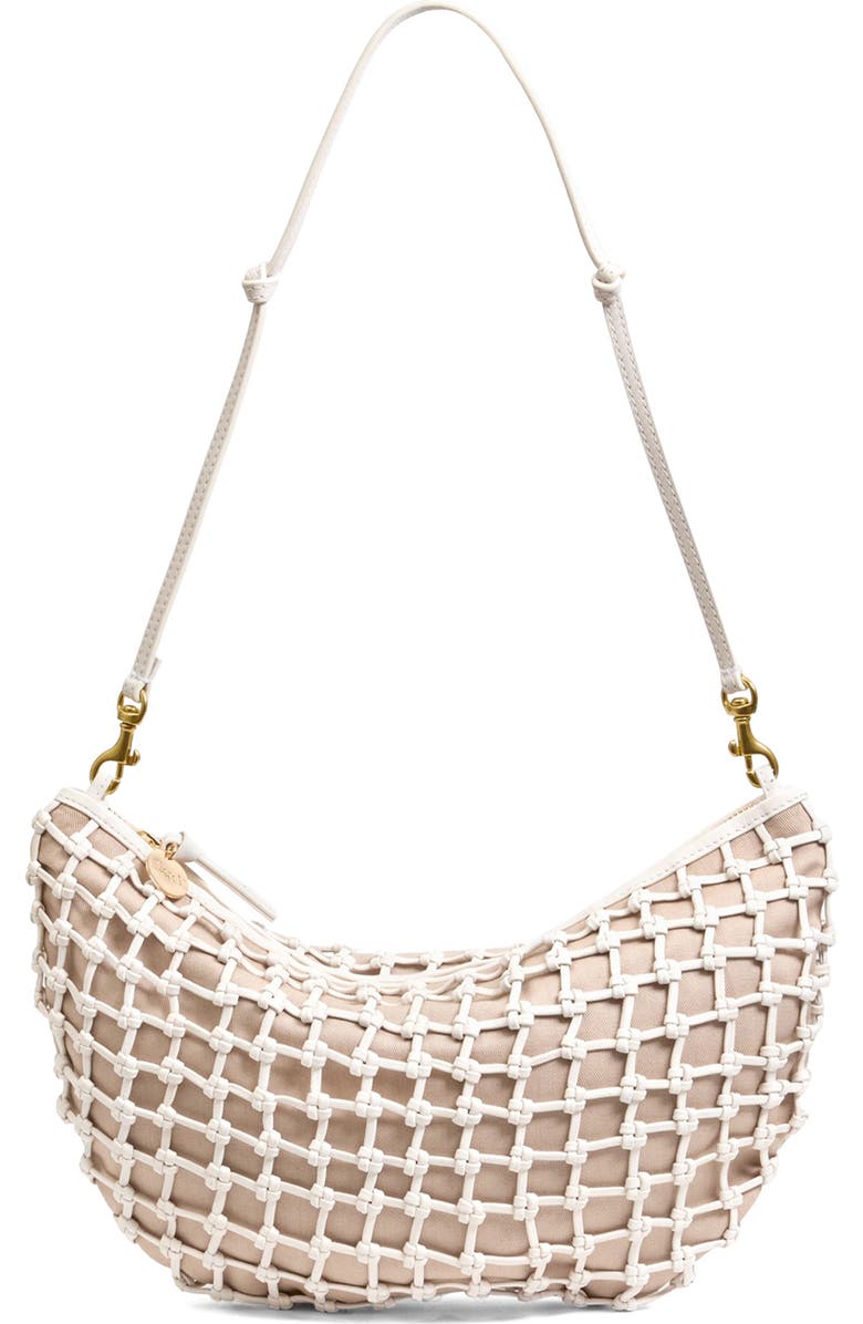 Clare V. Lune Shoulder Bag, Main, color, White Knot Woven Leather
