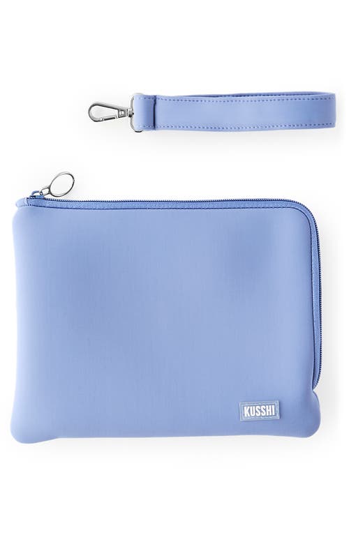 Kusshi Scuba Knit Wristlet Pouch In Pearl Blue/sand Pink
