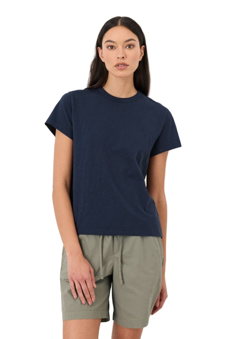 Organic Cotton Soft-Slub Essential Crewneck Tee, Alternate, color, Navy