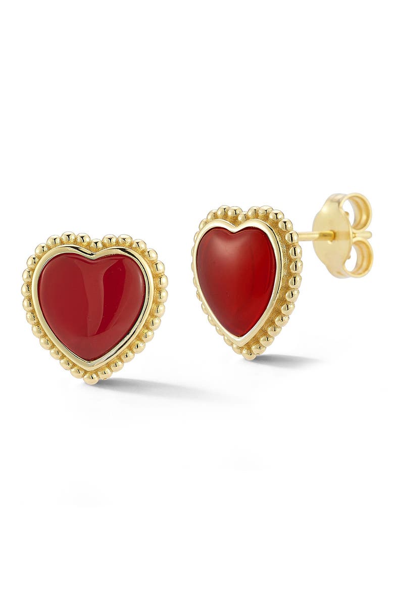 Heart Stud Earrings, Main, color, GOLD/RED