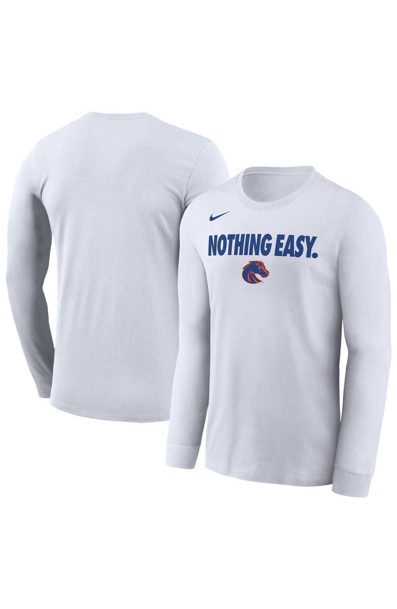 Nike Men's Nike White Boise State Broncos 2025 On-Court Bench Long Sleeve T-Shirt, Main, color, 