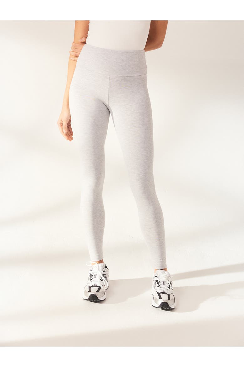 Petite Lightweight High Waisted Leggings, Main, color, Light Grey Marl