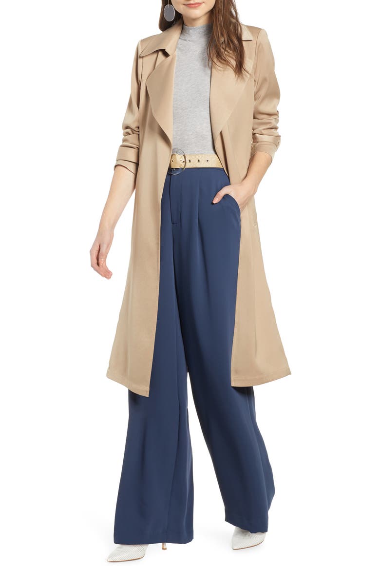 Pleat Back Trench Coat (Nordstrom Exclusive), Main, color, TAN