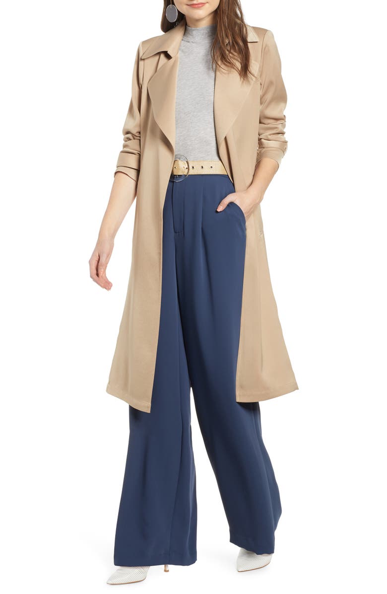 Something Navy Pleat Back Trench Coat, Main, color, 