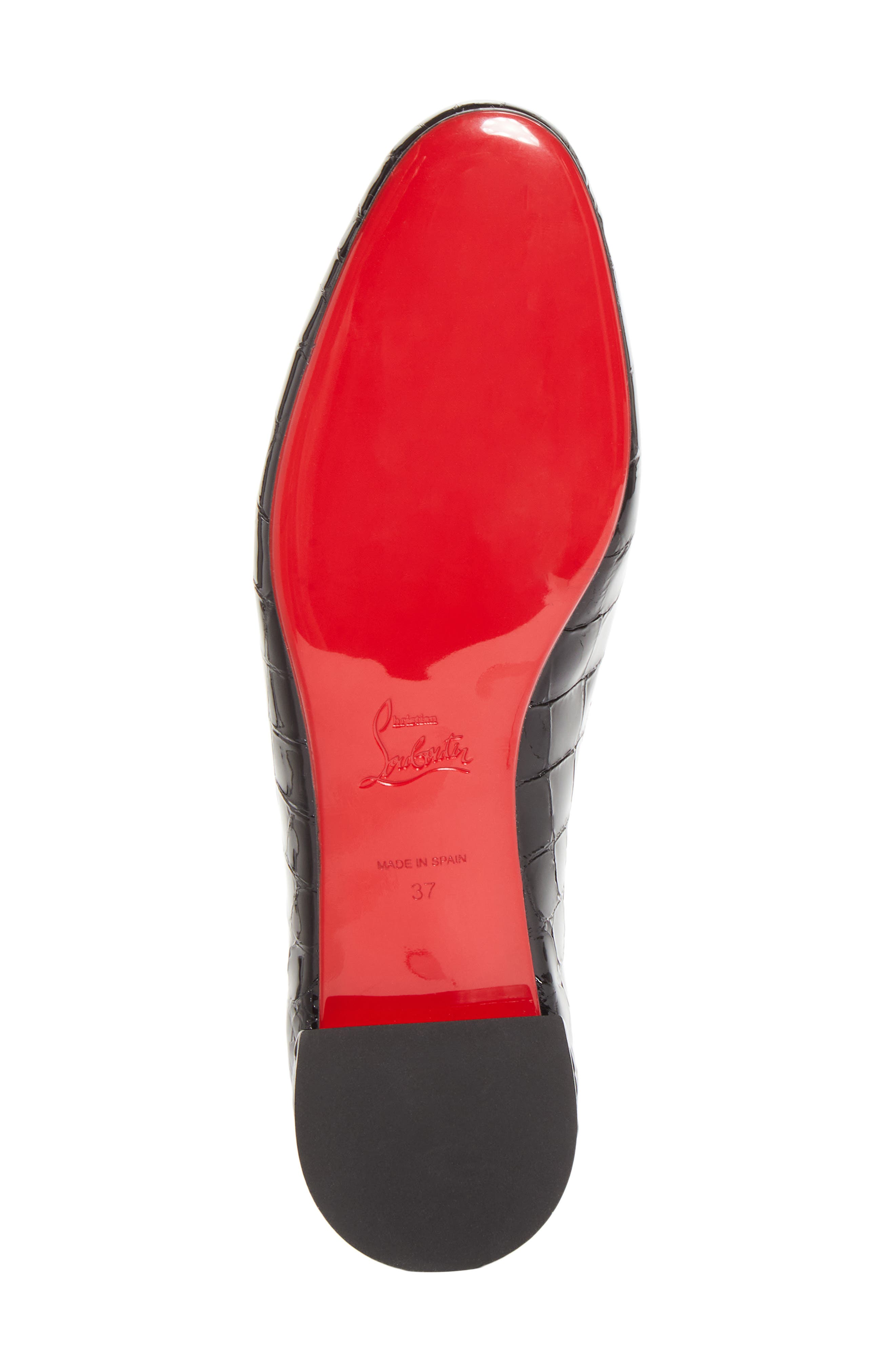 Sweetie Jane Croc Embossed Patent Leather Flat, Alternate, color, B439 BLACK/ LIN BLACK