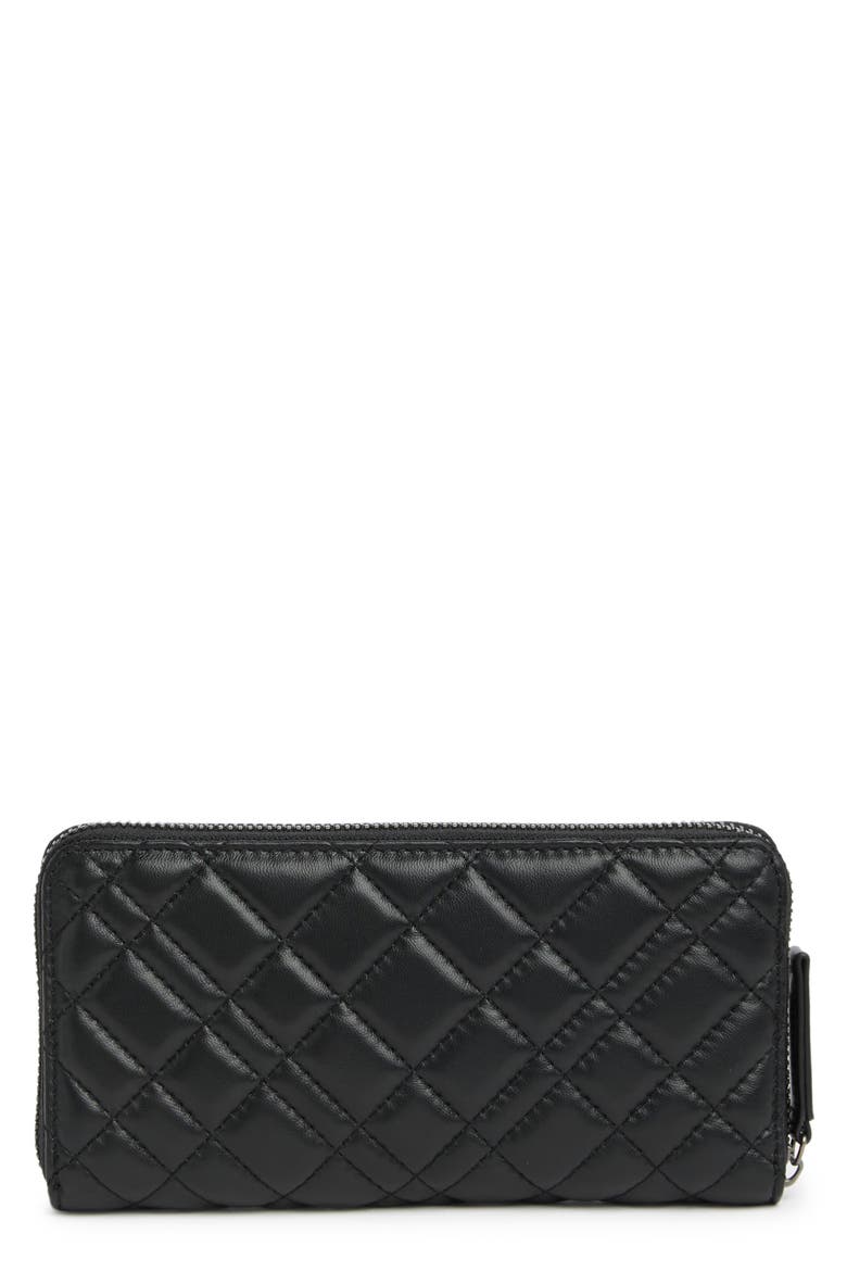 Zip Around Leather Wallet, Alternate, color, BLACK