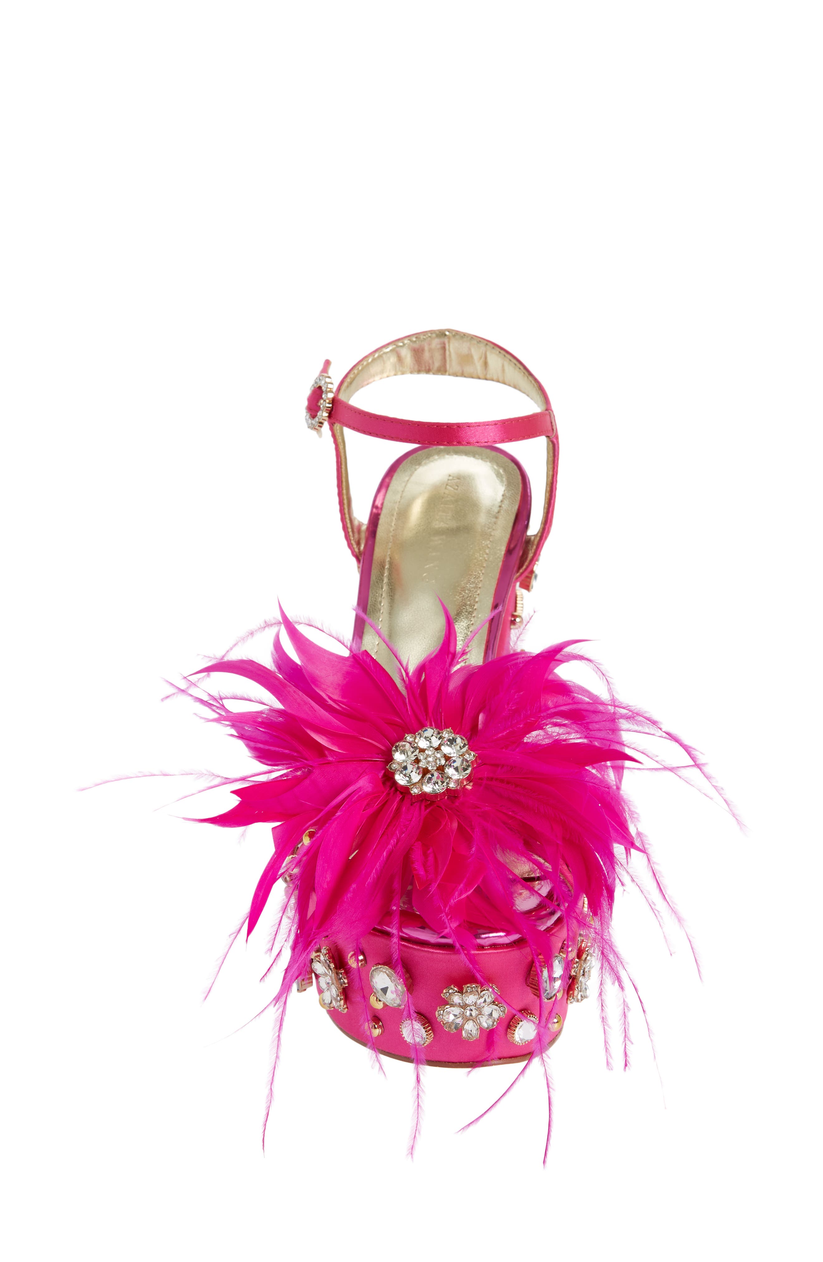 AZALEA WANG Kiki Feather Embellished Platform Sandal, Alternate, color, 
