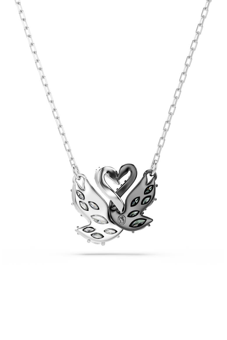Two-Tone Swan Pendant Necklace, Alternate, color, BLACK/ WHITE