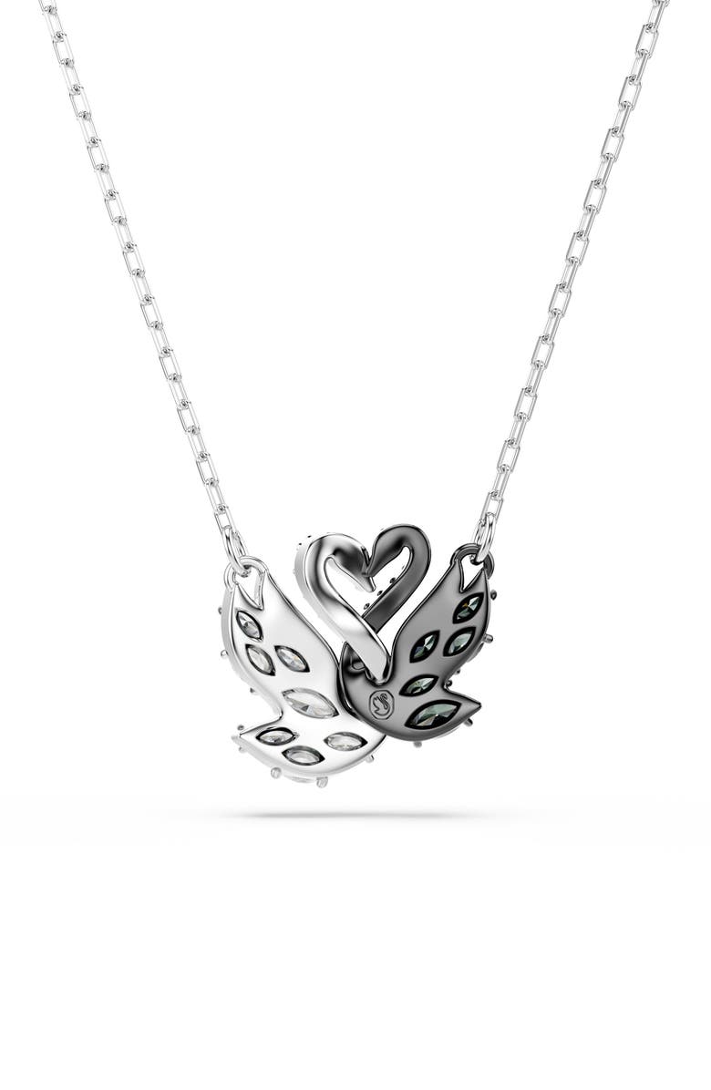 Swarovski Two-Tone Swan Pendant Necklace, Alternate, color, Black/ White